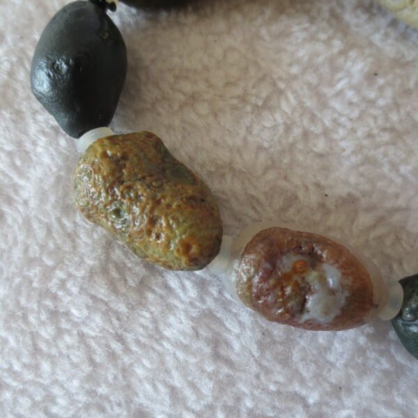 unpolished gobi raw agate bracelet, natural rough stone beads (b410)