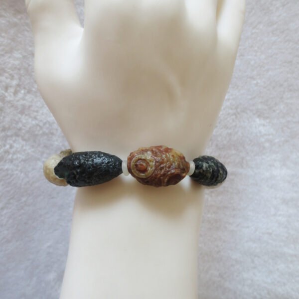 unpolished gobi raw agate bracelet, natural rough stone beads (b410)