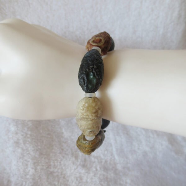 unpolished gobi raw agate bracelet, natural rough stone beads (b410)