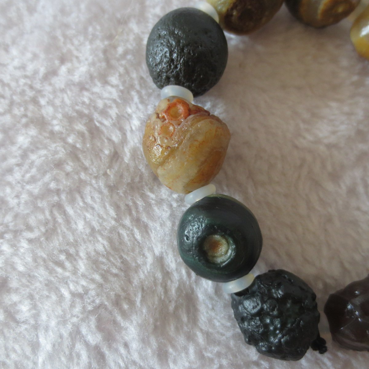 unpolished gobi raw agate bracelet, natural rough stone beads (b411)