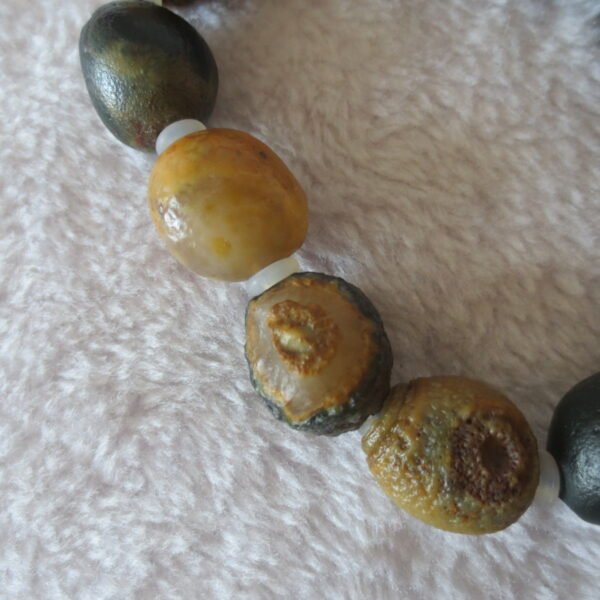 unpolished gobi raw agate bracelet, natural rough stone beads (b411)