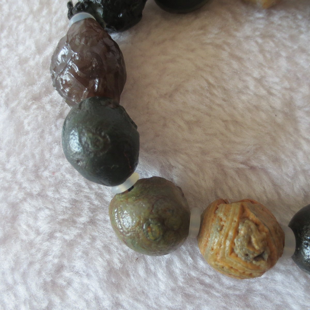 unpolished gobi raw agate bracelet, natural rough stone beads (b411)
