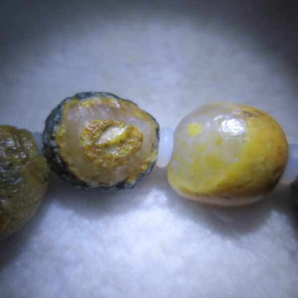 unpolished gobi raw agate bracelet, natural rough stone beads (b411)
