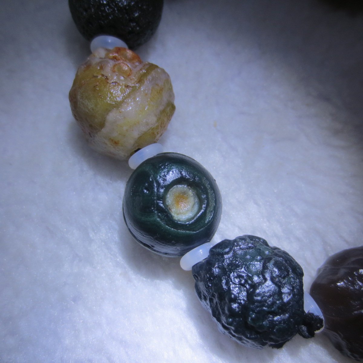 unpolished gobi raw agate bracelet, natural rough stone beads (b411)
