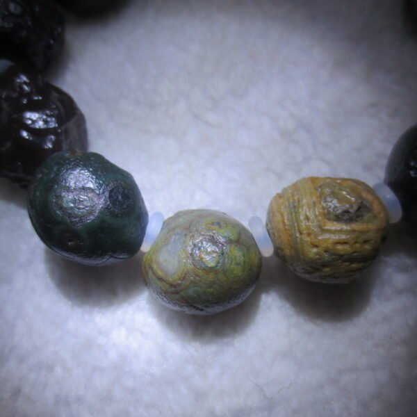 unpolished gobi raw agate bracelet, natural rough stone beads (b411)