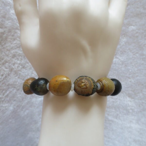 unpolished gobi raw agate bracelet, natural rough stone beads (b411)
