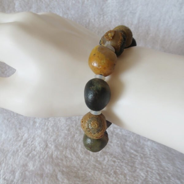 unpolished gobi raw agate bracelet, natural rough stone beads (b411)