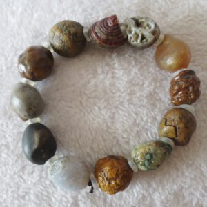 unpolished gobi raw agate bracelet, natural rough stone beads (b412)