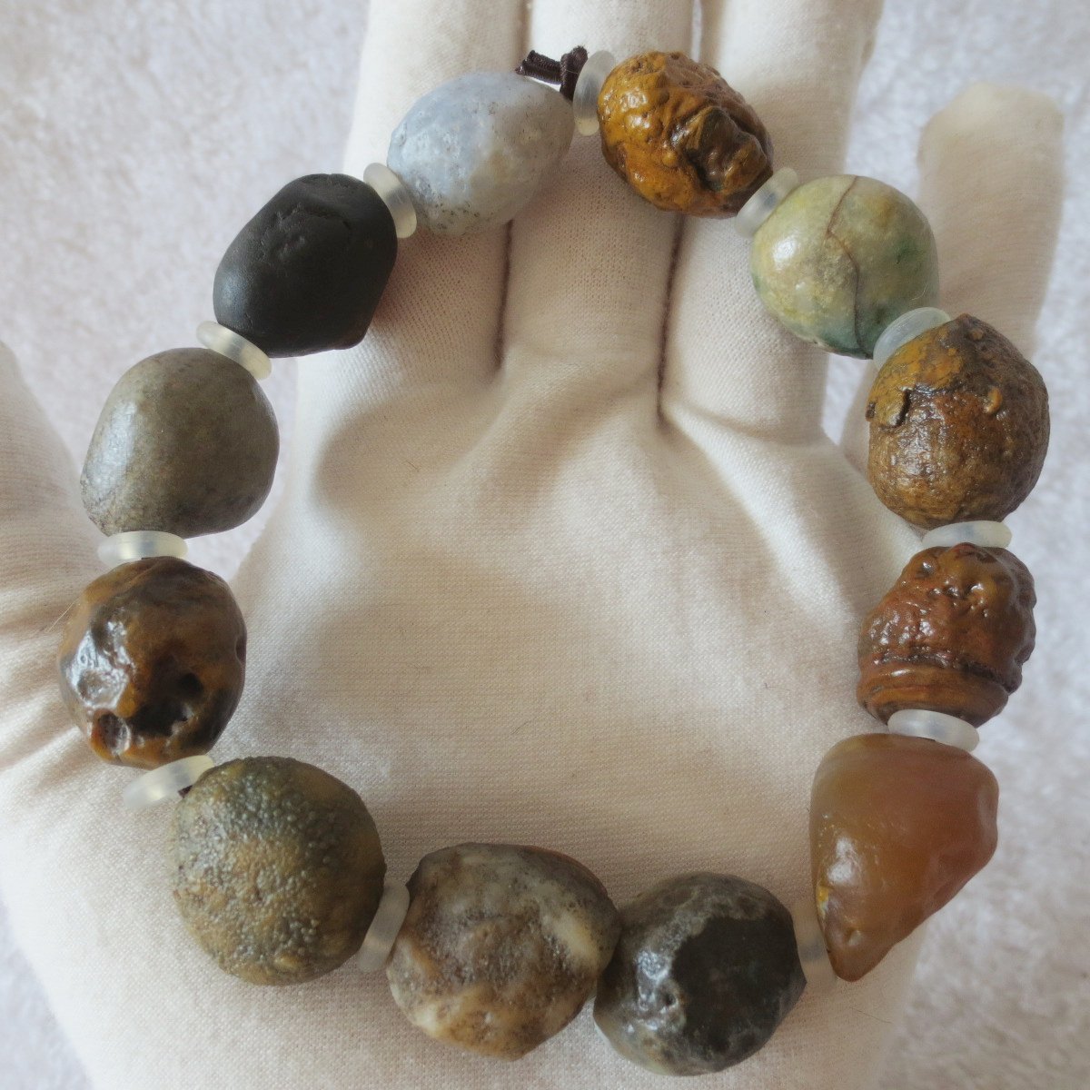unpolished gobi raw agate bracelet, natural rough stone beads (b412)