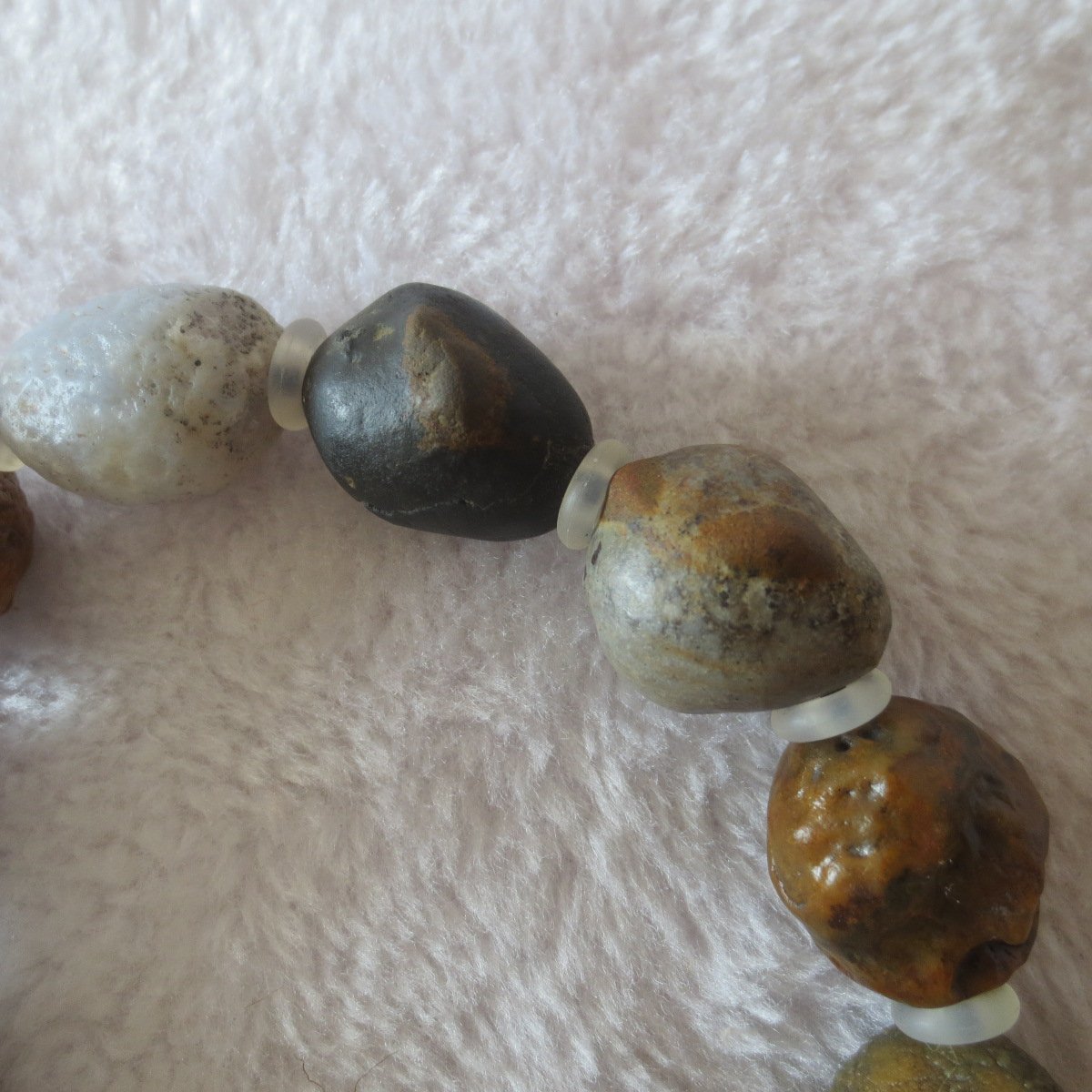 unpolished gobi raw agate bracelet, natural rough stone beads (b412)
