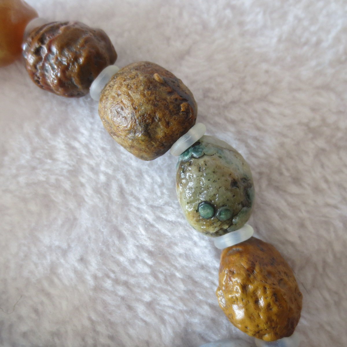unpolished gobi raw agate bracelet, natural rough stone beads (b412)