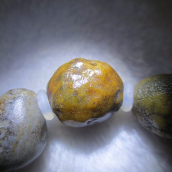 unpolished gobi raw agate bracelet, natural rough stone beads (b412)