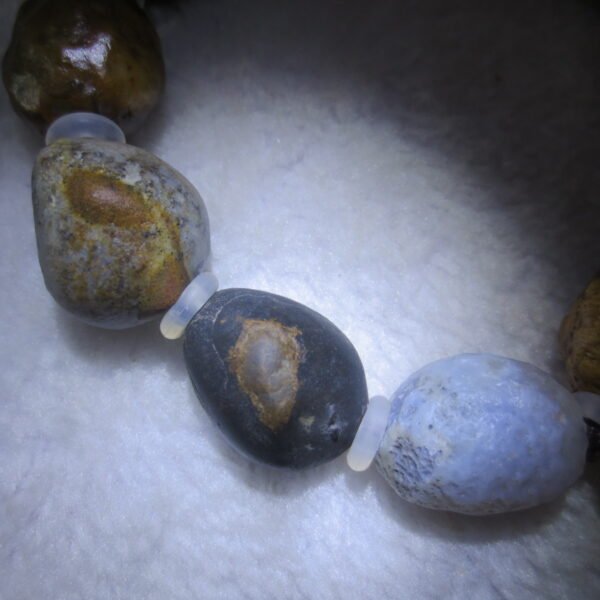 unpolished gobi raw agate bracelet, natural rough stone beads (b412)