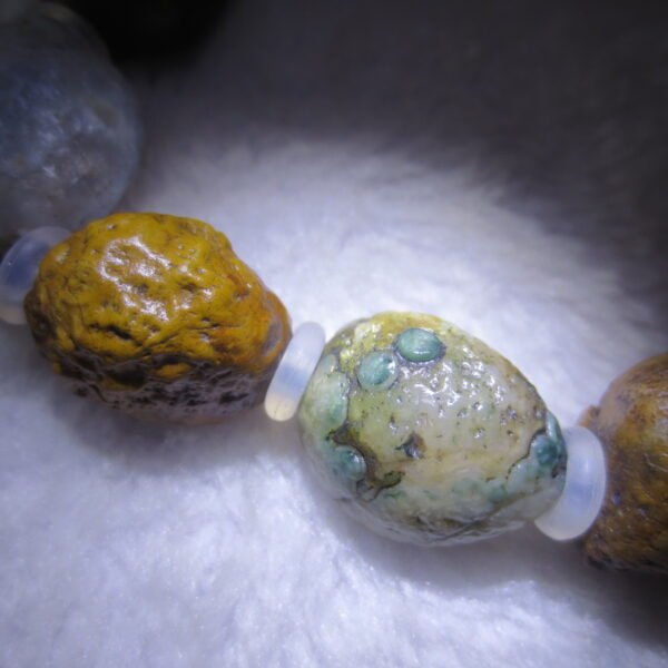 unpolished gobi raw agate bracelet, natural rough stone beads (b412)