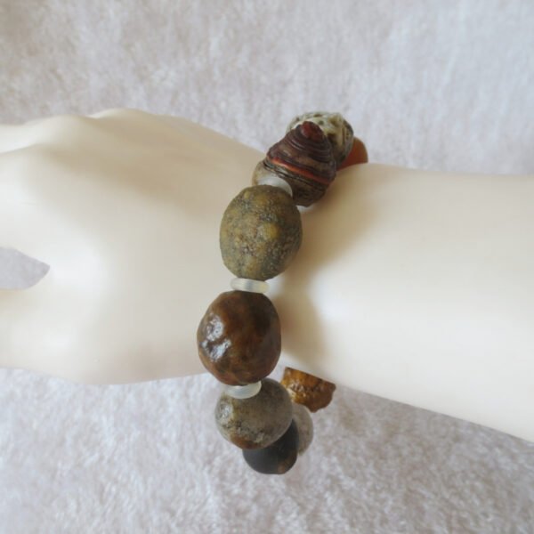 unpolished gobi raw agate bracelet, natural rough stone beads (b412)