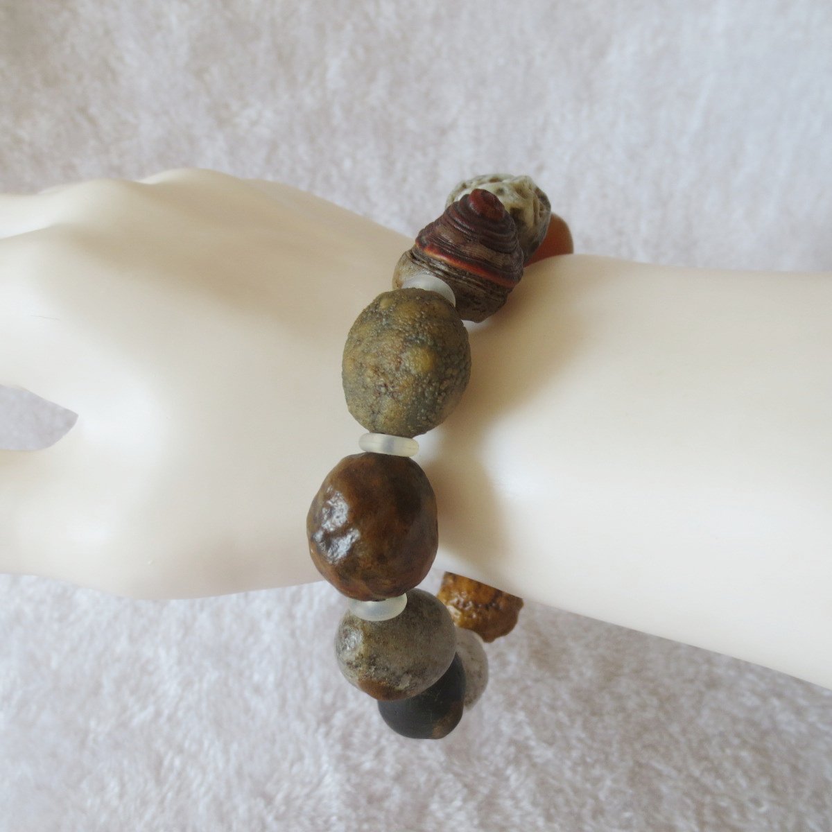 unpolished gobi raw agate bracelet, natural rough stone beads (b412)