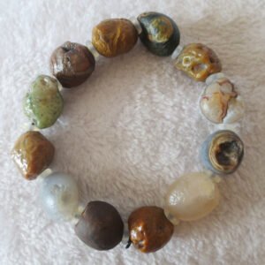 unpolished gobi raw agate bracelet, natural rough stone beads (b413)