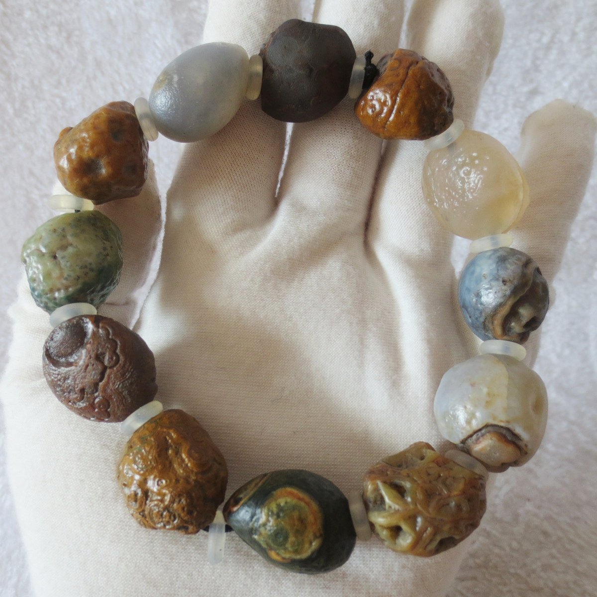 unpolished gobi raw agate bracelet, natural rough stone beads (b413)