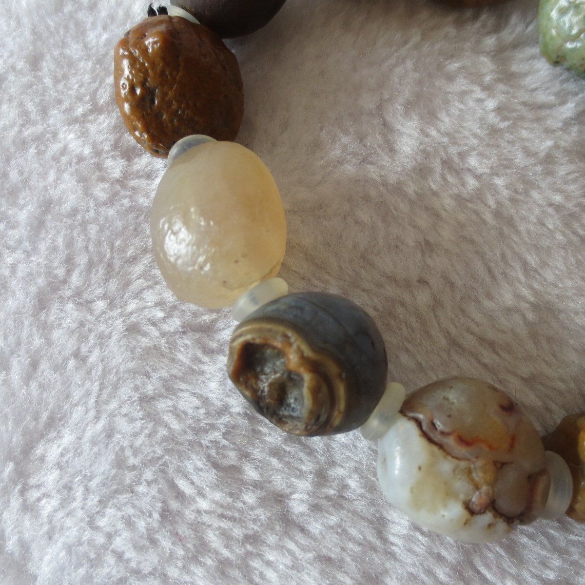 unpolished gobi raw agate bracelet, natural rough stone beads (b413)