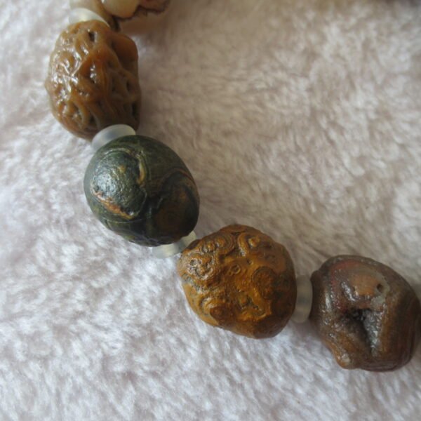 unpolished gobi raw agate bracelet, natural rough stone beads (b413)
