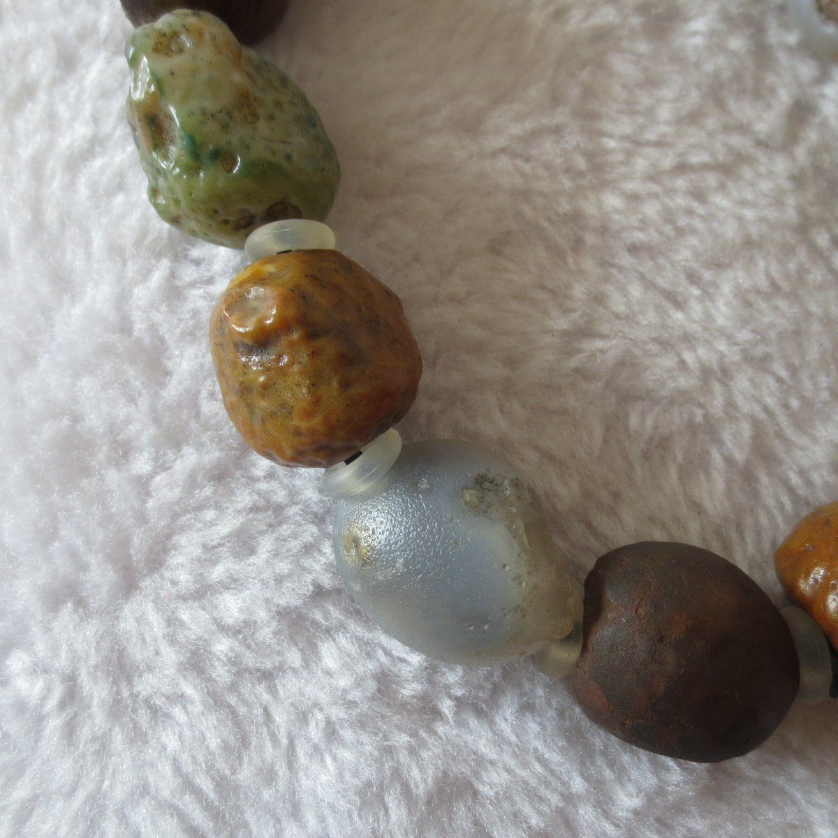 unpolished gobi raw agate bracelet, natural rough stone beads (b413)