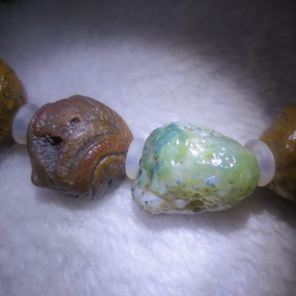 unpolished gobi raw agate bracelet, natural rough stone beads (b413)