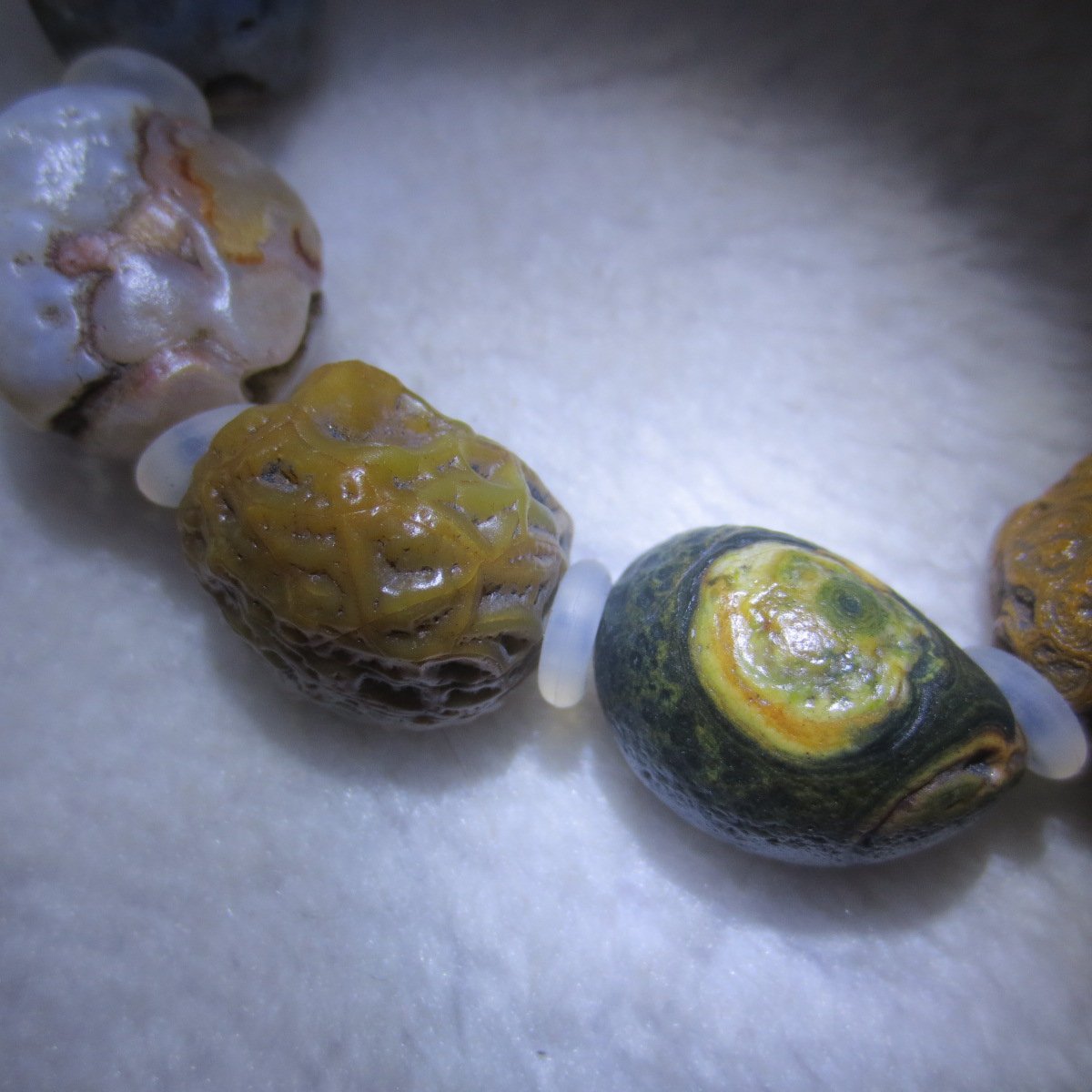 unpolished gobi raw agate bracelet, natural rough stone beads (b413)