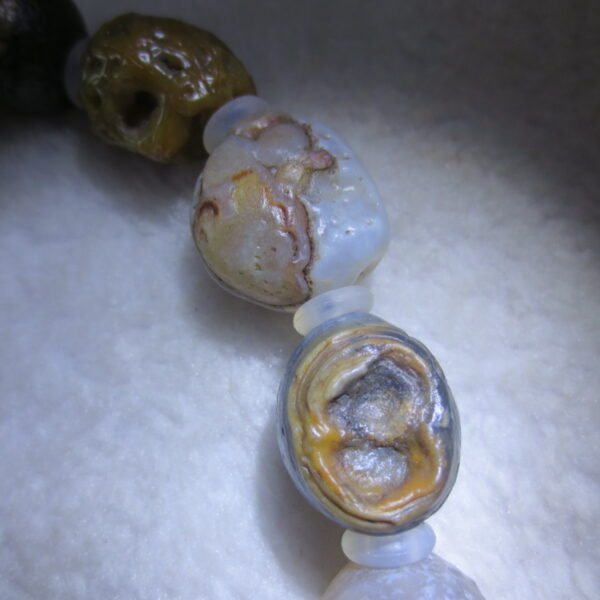 unpolished gobi raw agate bracelet, natural rough stone beads (b413)