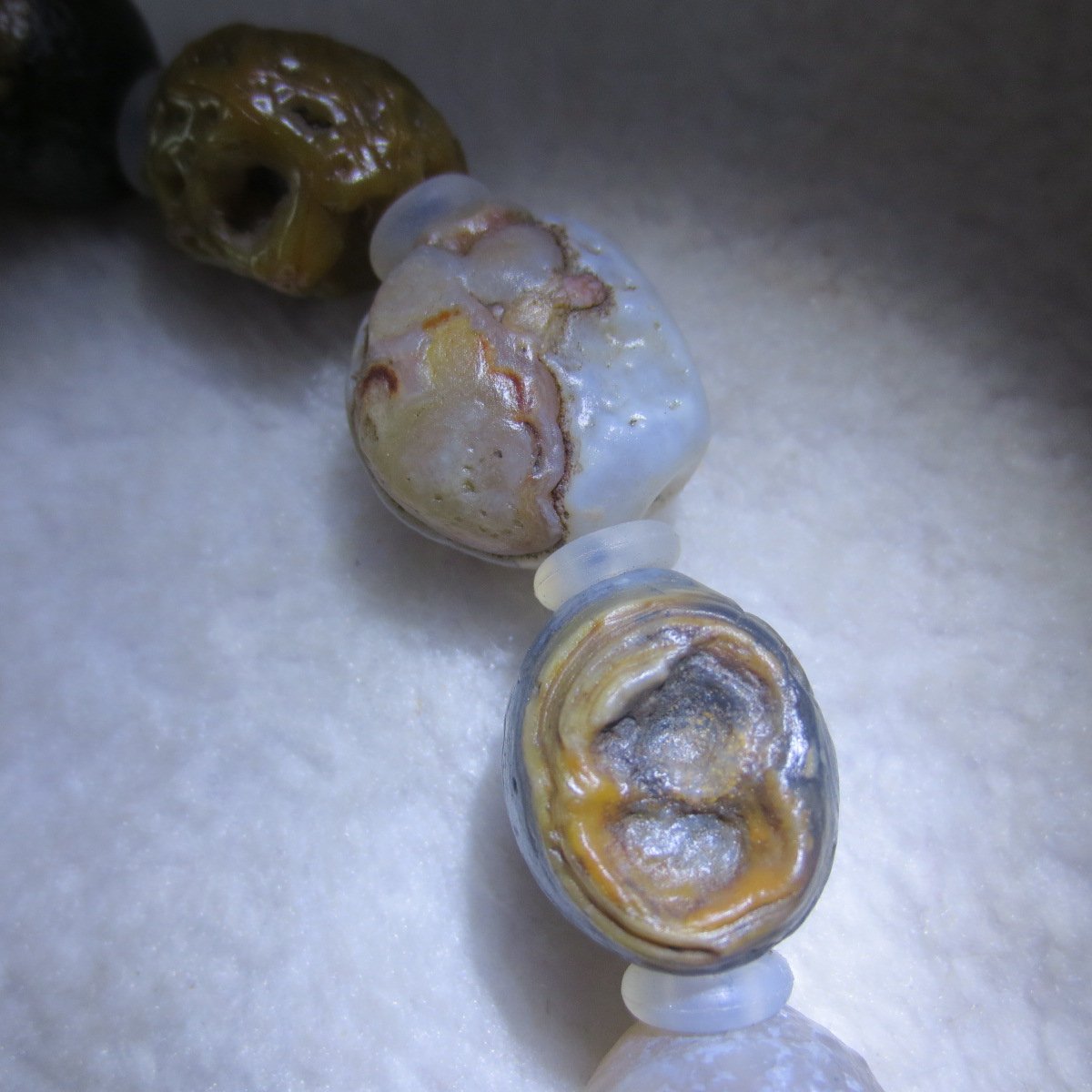 unpolished gobi raw agate bracelet, natural rough stone beads (b413)