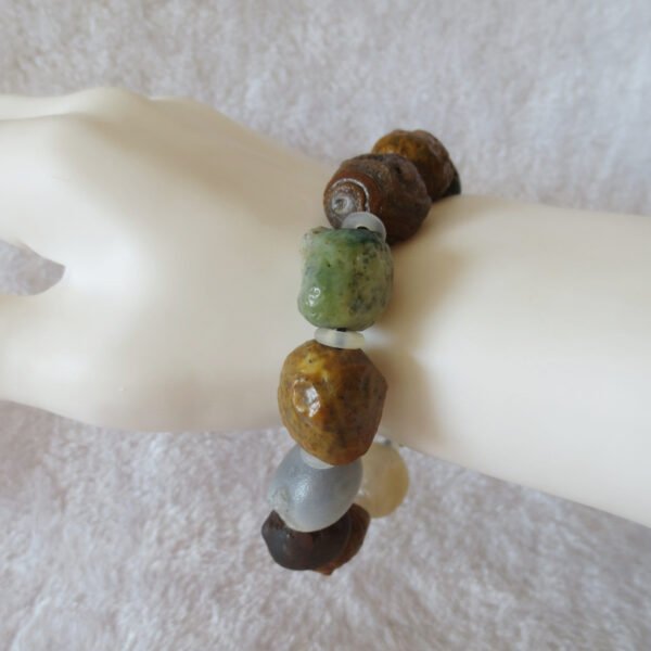 unpolished gobi raw agate bracelet, natural rough stone beads (b413)