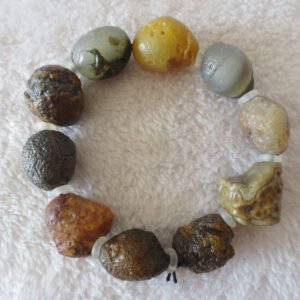 unpolished gobi raw agate bracelet, natural rough stone beads (b414)