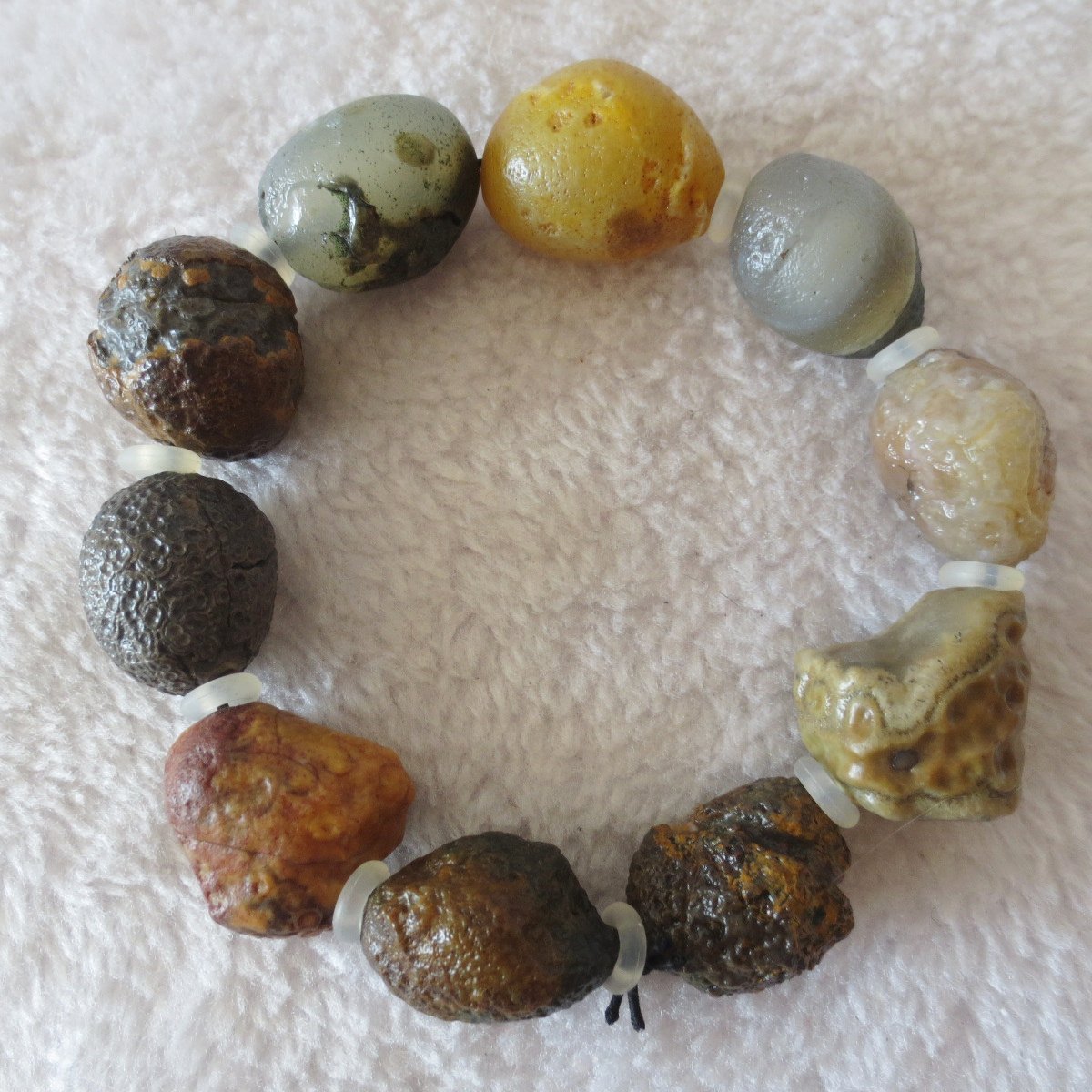unpolished gobi raw agate bracelet, natural rough stone beads (b414)