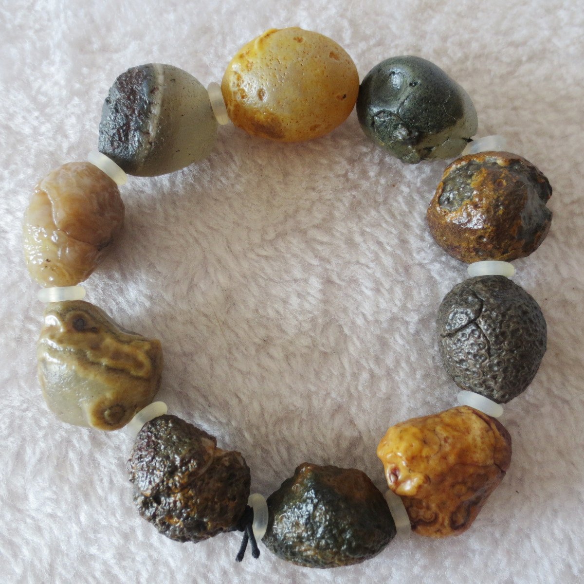unpolished gobi raw agate bracelet, natural rough stone beads (b414)