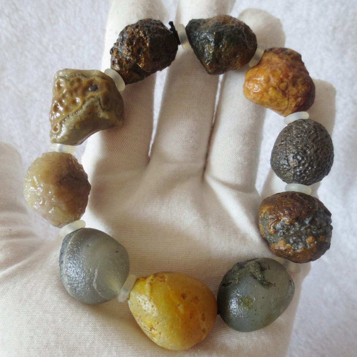 unpolished gobi raw agate bracelet, natural rough stone beads (b414)