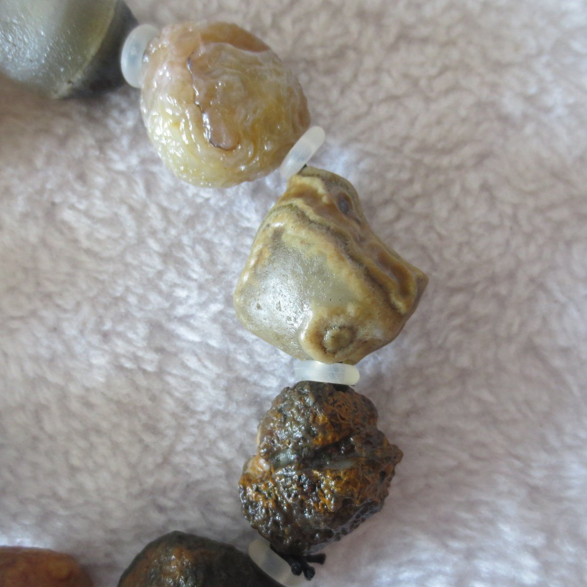unpolished gobi raw agate bracelet, natural rough stone beads (b414)