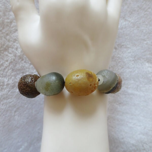 unpolished gobi raw agate bracelet, natural rough stone beads (b414)