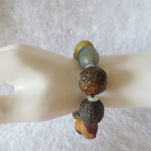 unpolished gobi raw agate bracelet, natural rough stone beads (b414)