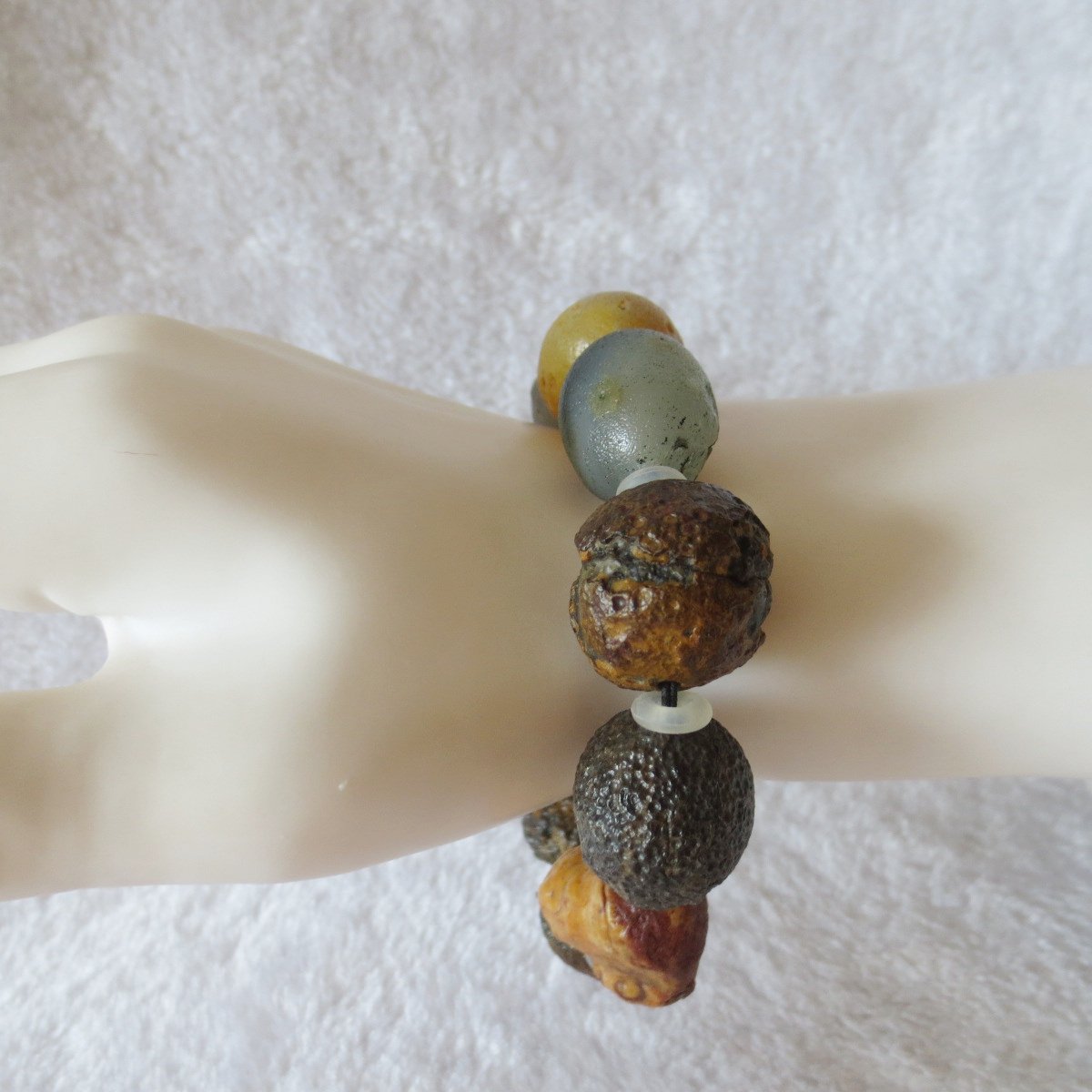 unpolished gobi raw agate bracelet, natural rough stone beads (b414)