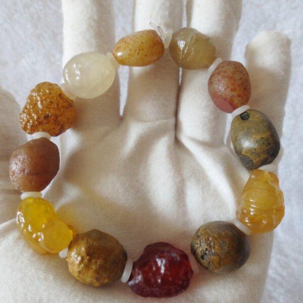 unpolished gobi raw agate bracelet, natural rough stone beads (b415)