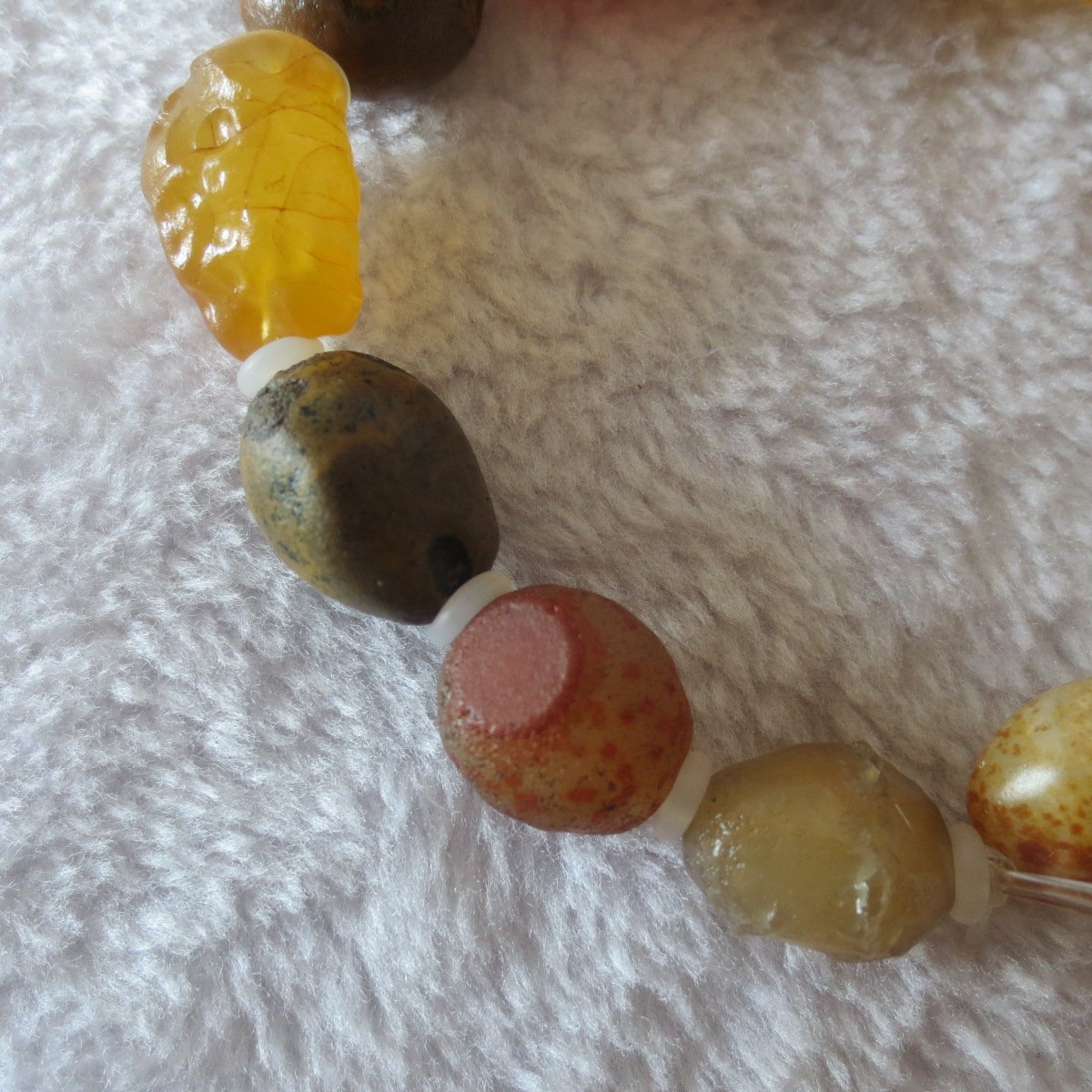 unpolished gobi raw agate bracelet, natural rough stone beads (b415)