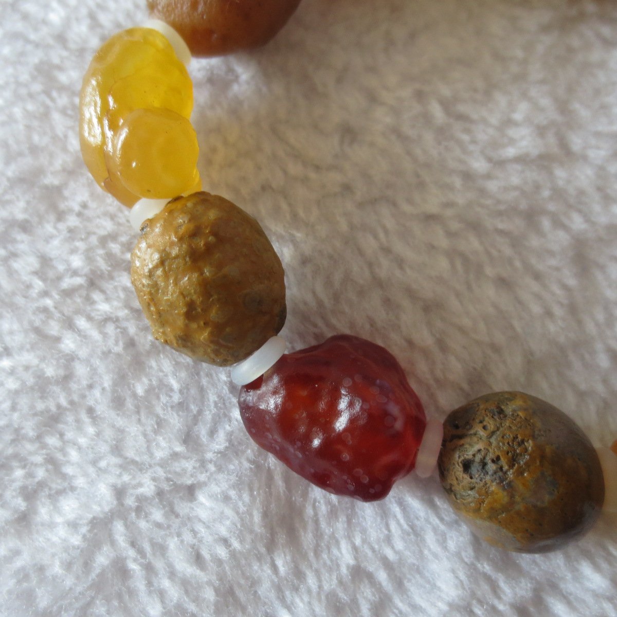 unpolished gobi raw agate bracelet, natural rough stone beads (b415)