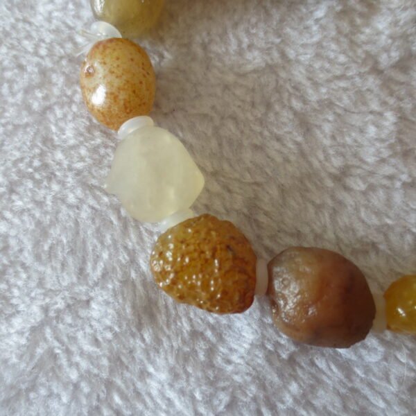 unpolished gobi raw agate bracelet, natural rough stone beads (b415)