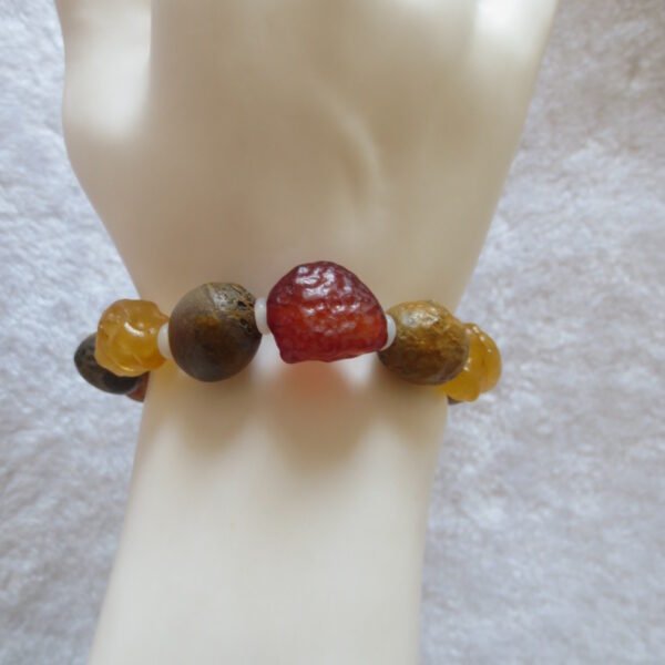 unpolished gobi raw agate bracelet, natural rough stone beads (b415)