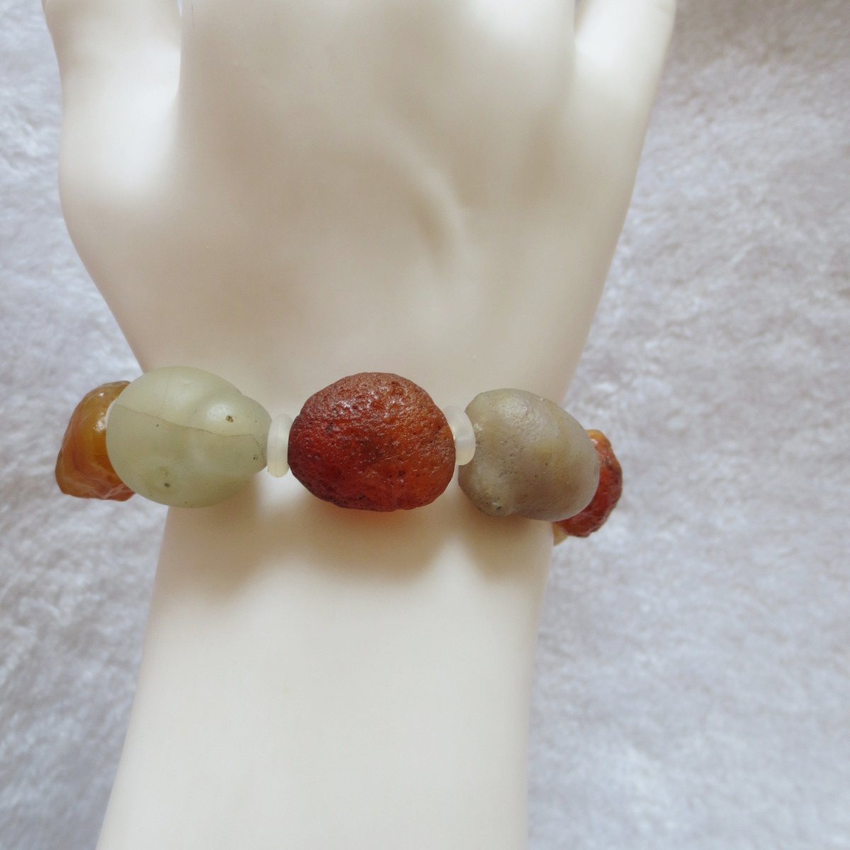 unpolished gobi raw agate bracelet, natural rough stone beads (b415) (copy)