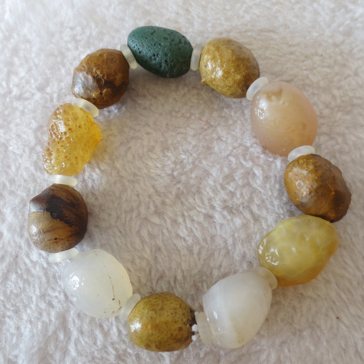 unpolished gobi raw agate bracelet, natural rough stone beads (b416) (copy)