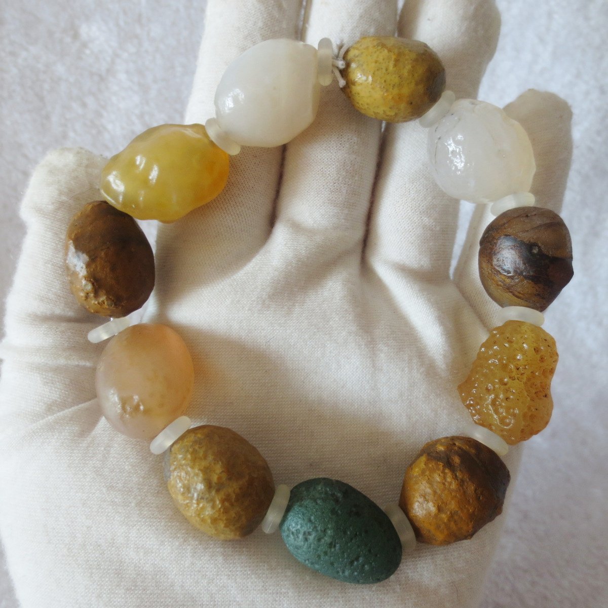 unpolished gobi raw agate bracelet, natural rough stone beads (b416) (copy)