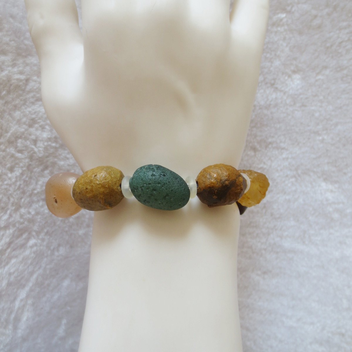 unpolished gobi raw agate bracelet, natural rough stone beads (b416) (copy)