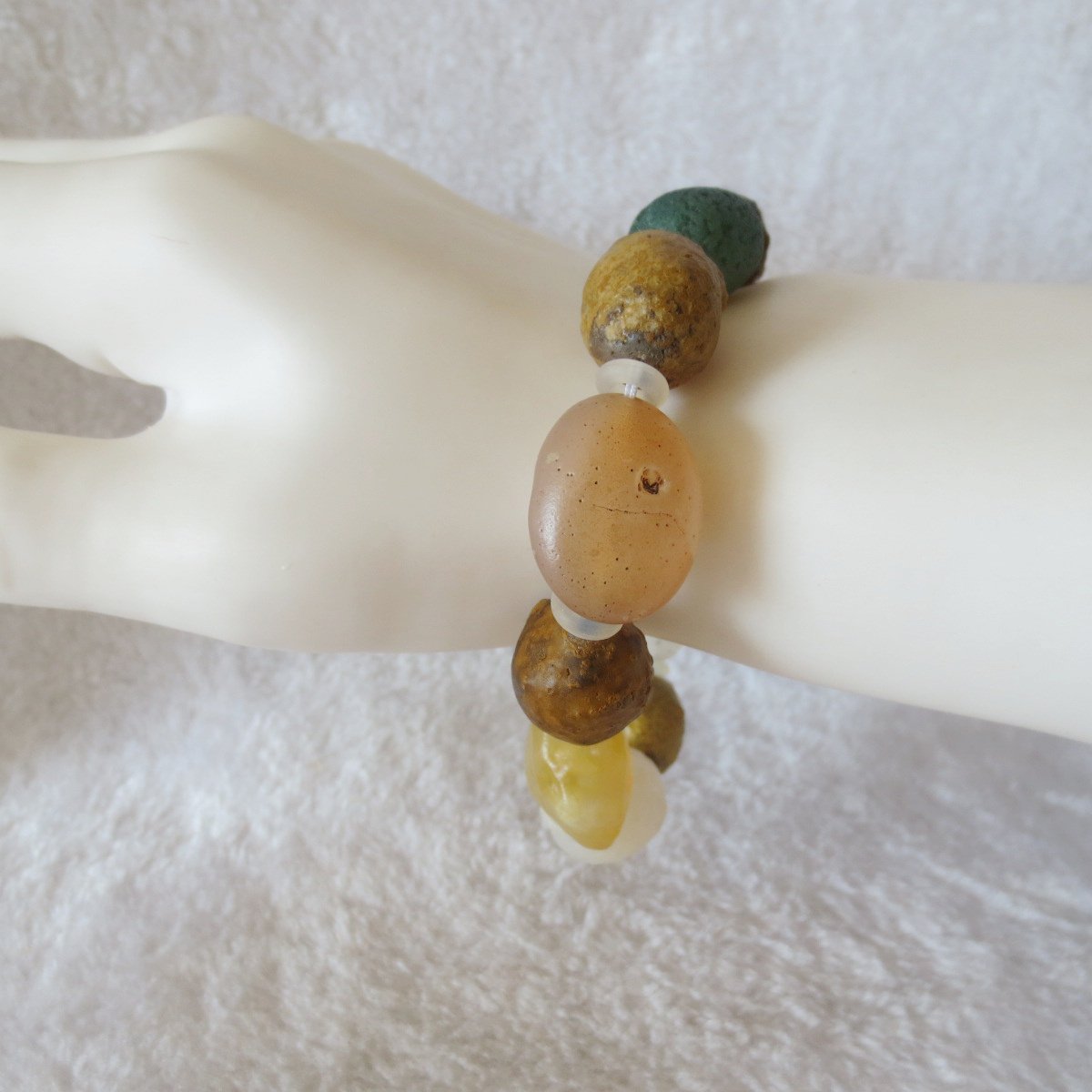 unpolished gobi raw agate bracelet, natural rough stone beads (b416) (copy)