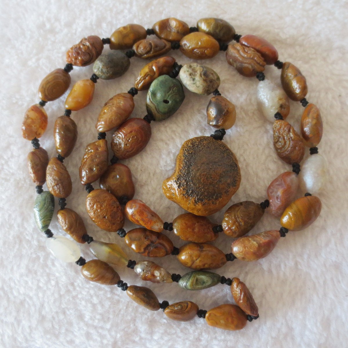 gobi vein stone long necklace, natural rough agate (n685)