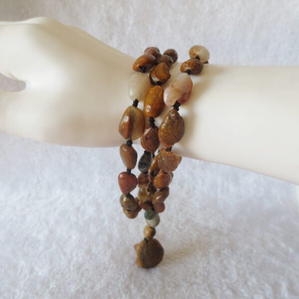 gobi vein stone long necklace, natural rough agate (n685)